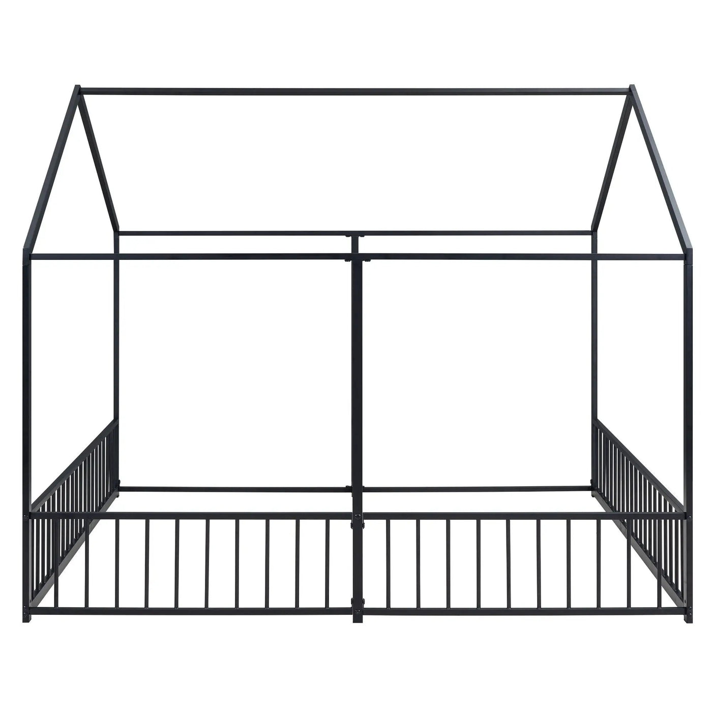House Platform Beds, 2 Shared Beds, Metal Frame With Guardrails by HouseOfZazla