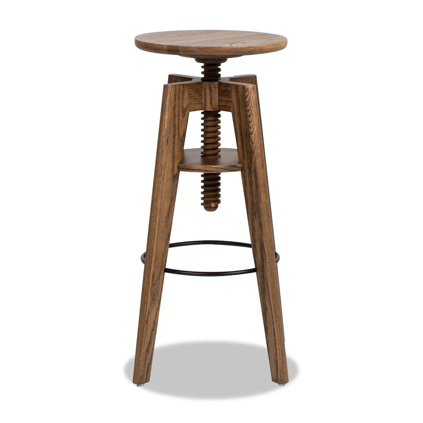 Spencer - Minimalist Oak Adjustable Bar Counter Stool - Walnut Brown Oak by HouseOfZazla