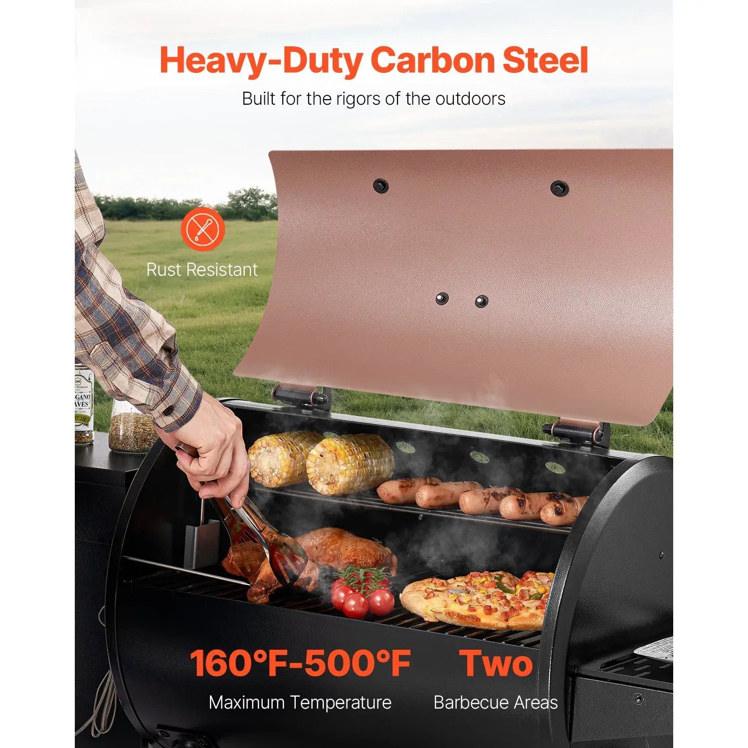 Wood Pellet Grill Smoker Outdoor Electric BBQ Grills 456 Sq.in Cook Area by HouseOfZazla