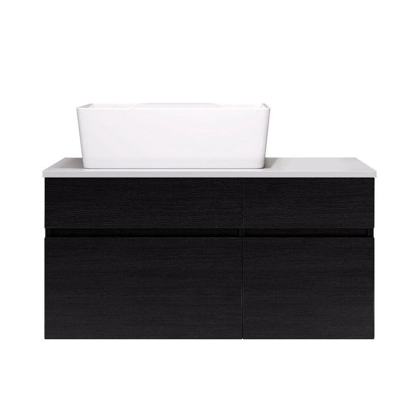 Floating Bathroom Vanity With Sink For Small Bathroom - White / Black by Unique Piece Furniture