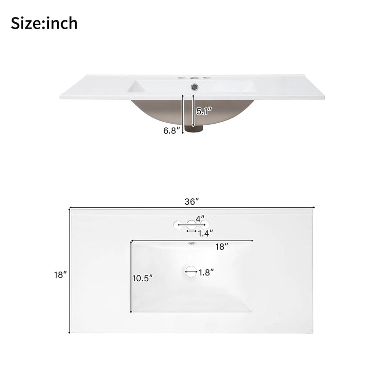 Bathroom Vanity With Sink, Soft Close Doors, Adjustable Shelf & 3 Drawers by HouseOfZazla