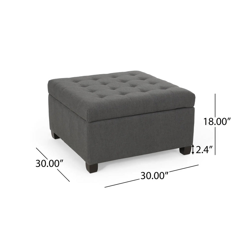 Upholstered Tufted Fabric Storage Ottoman by HouseOfZazla