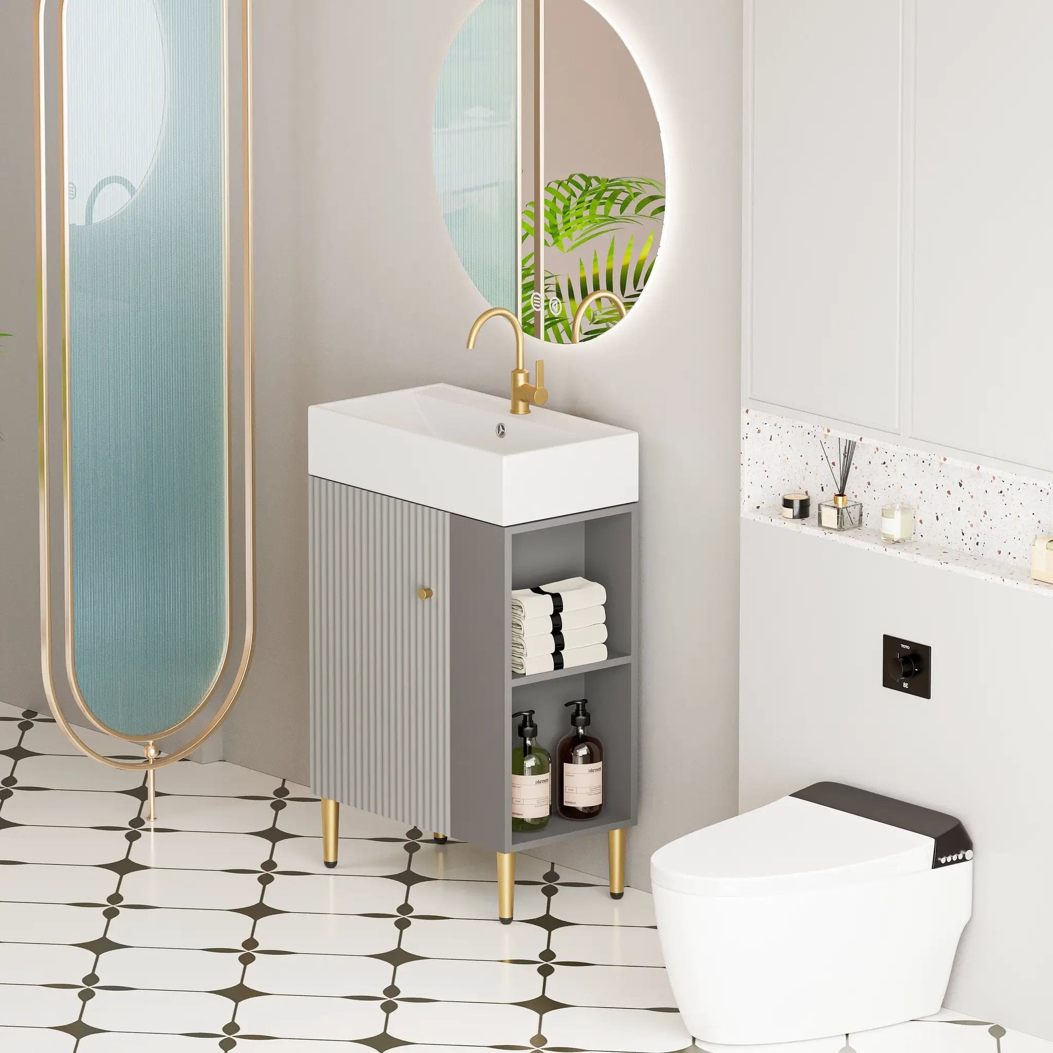 21.6" Open-Shelving Vanity with Ceramic Sink by HouseOfZazla