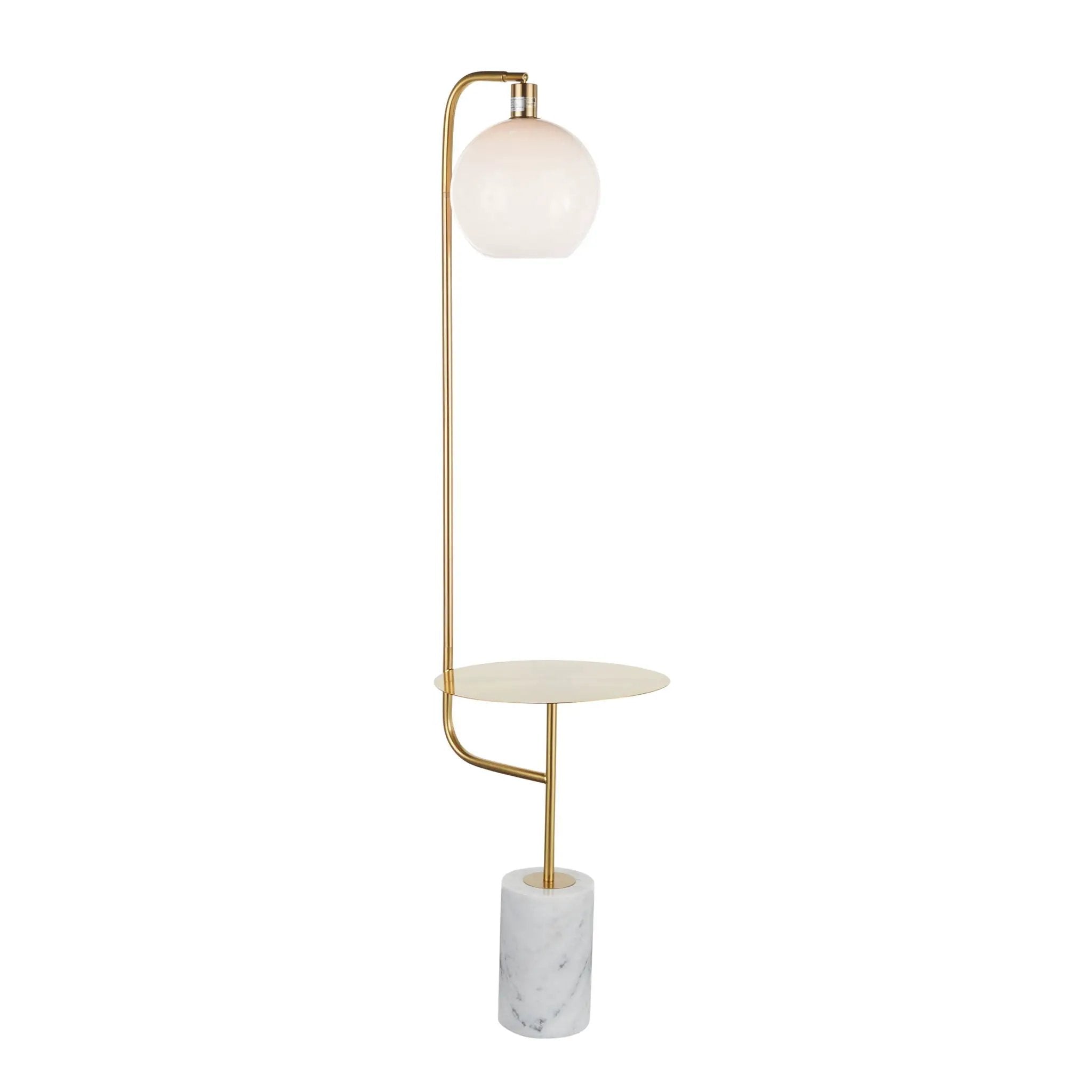Symbol - Contemporary / Glam Floor Lamp Side Table - White Marble by HouseOfZazla