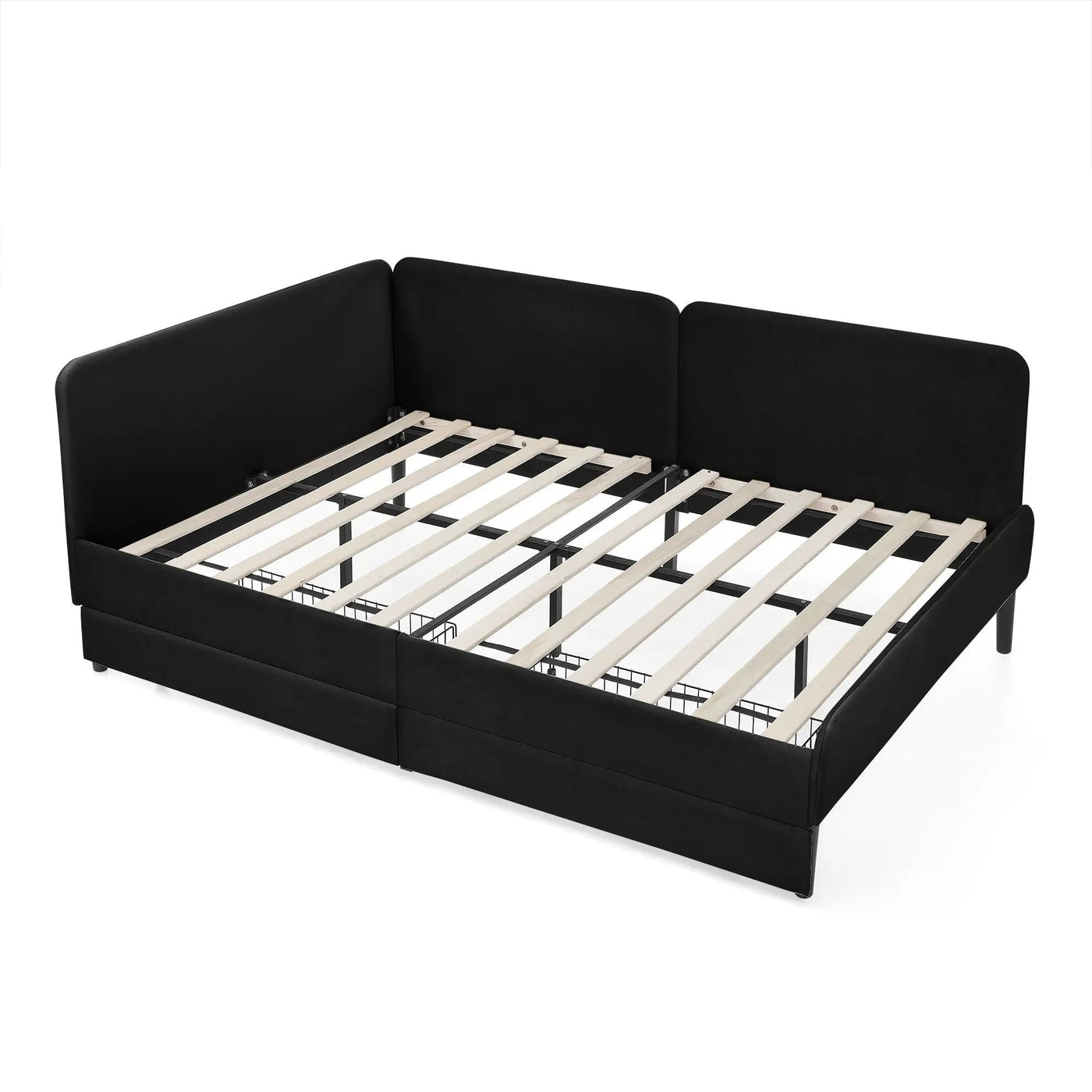 Upholstered Platform Bed Frame With 2 Storage Drawers And Adjustable Sofa Bed by HouseOfZazla