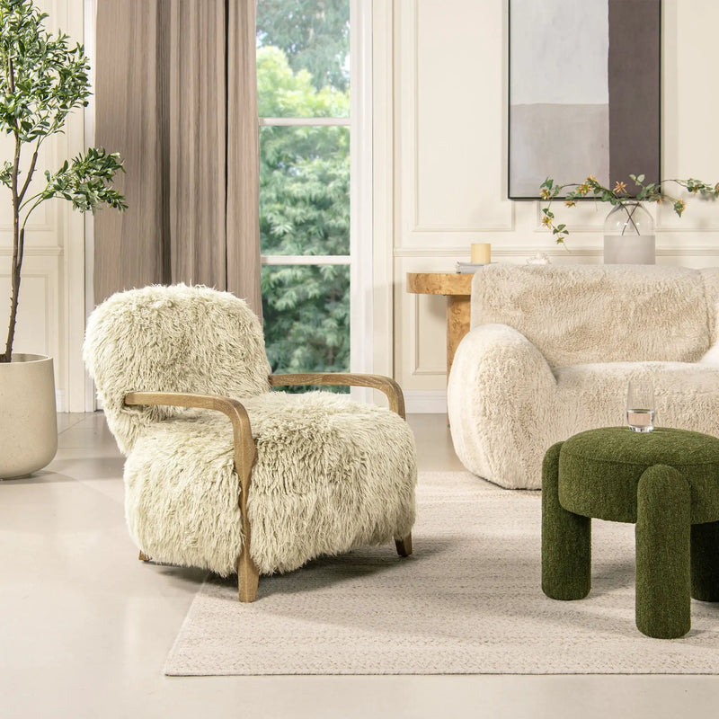 Enchante - New Zealand Sheepskin Accent Arm Chair - Taupe / Natural by HouseOfZazla