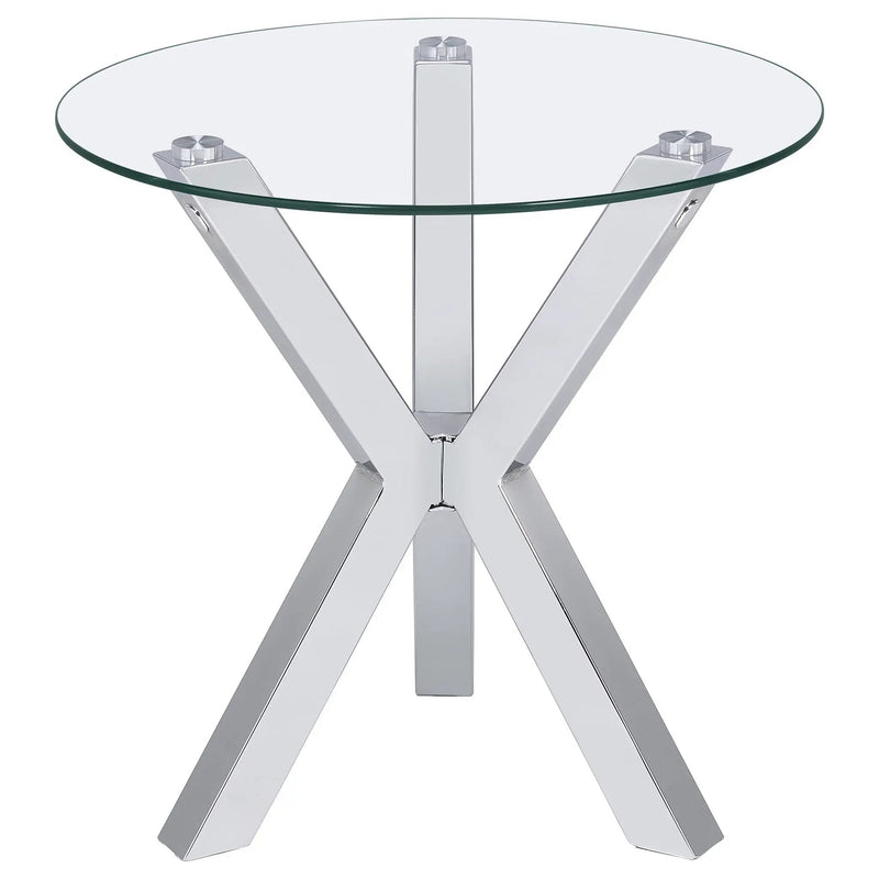 Kenzie 2-piece Round Coffee and End Table Set Chrome by Unique Piece Furniture