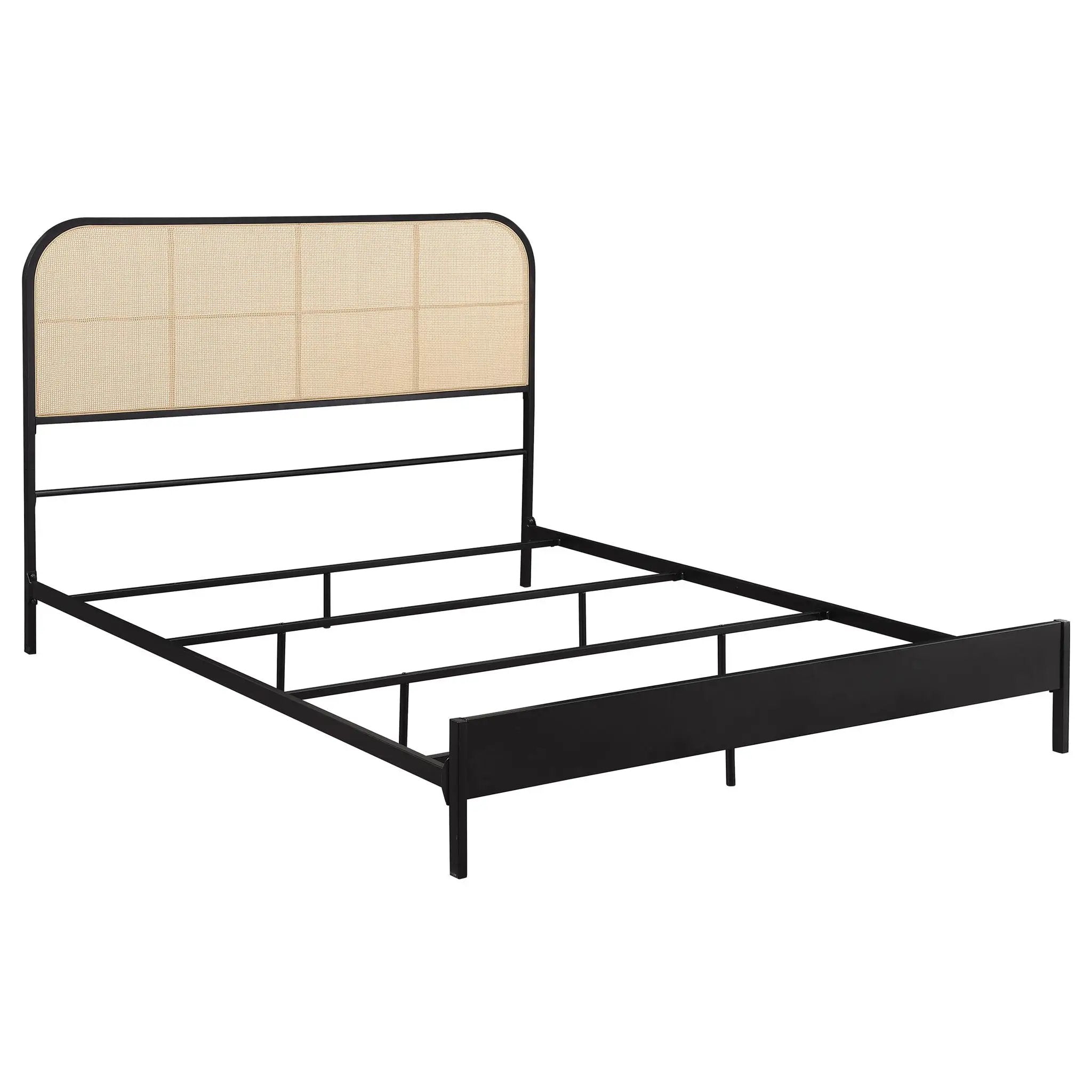 Amherst Radio Weave Rattan Metal Queen Bed Black by Unique Piece Furniture
