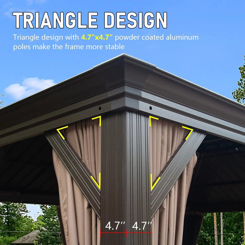 14x22FT Hardtop Gazebo with Galvanized Steel Double Roof by HouseOfZazla