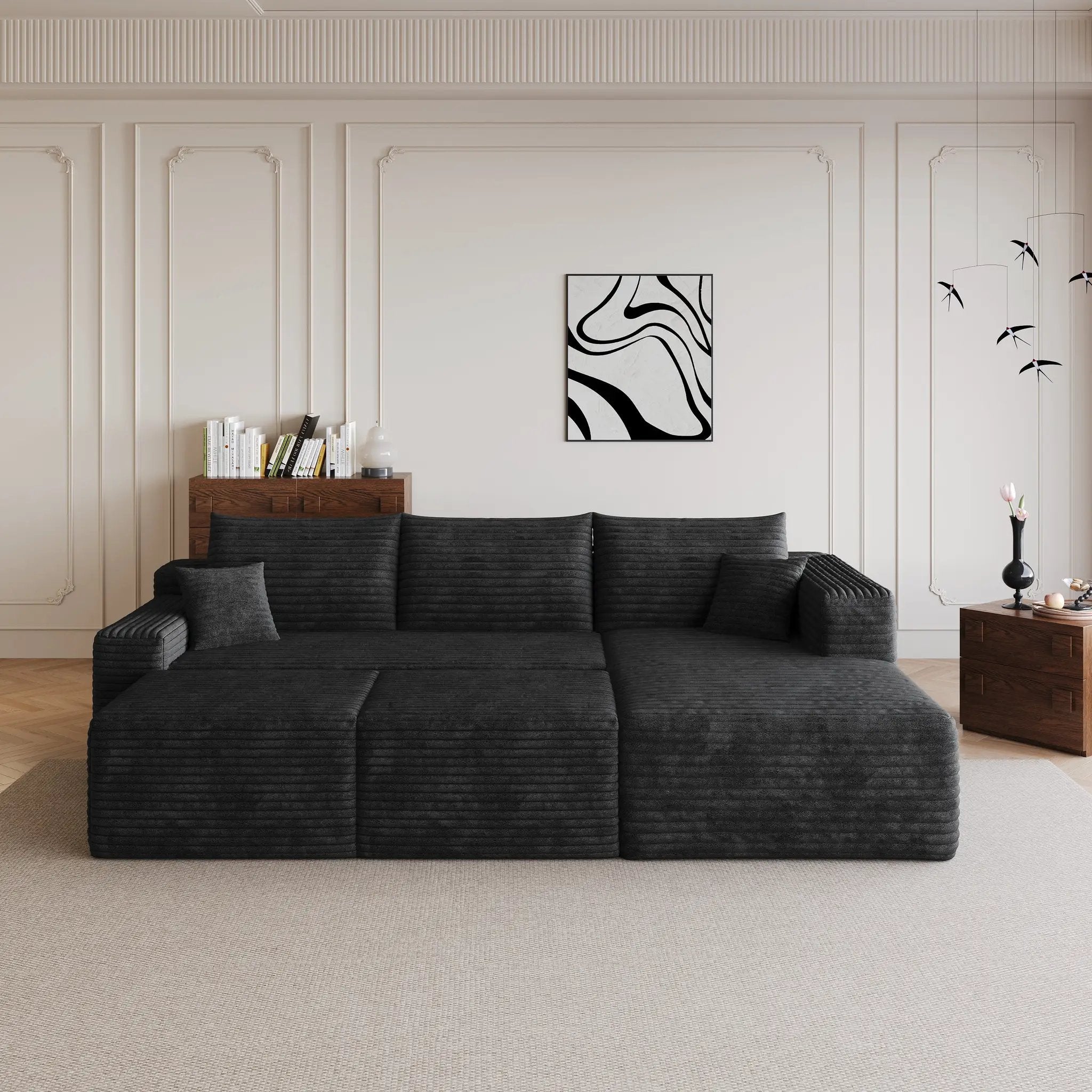 95" Cloud Sectional Sofa with 2 Ottomans by HouseOfZazla