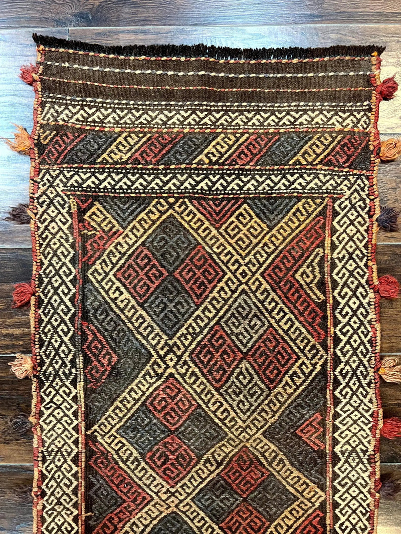 Tribal Runner Rug 2x8, Pakistani Turkoman Runner, Wool Handmade Vintage Rug by Jewel Rugs