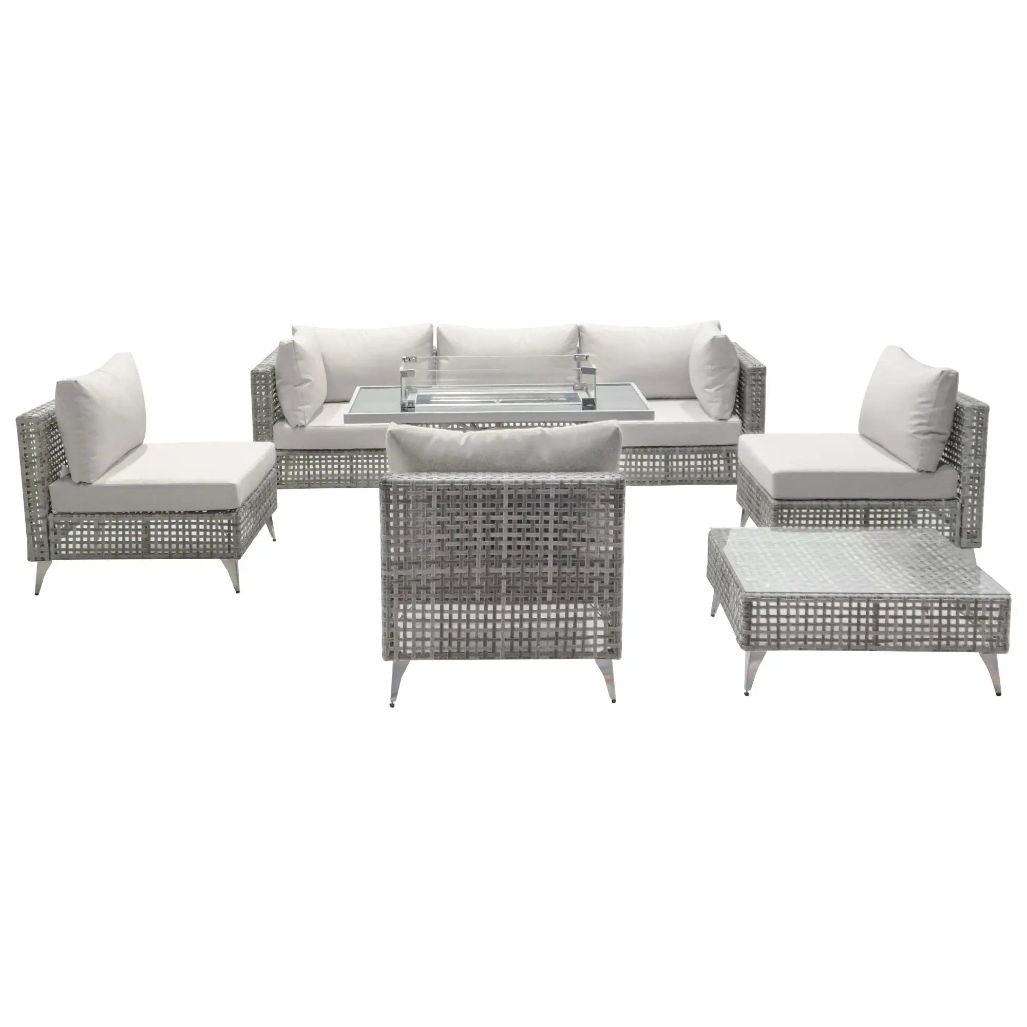 K&K Patio 8-Piece Patio Furniture Set with 43" Fire Pit Table by HouseOfZazla