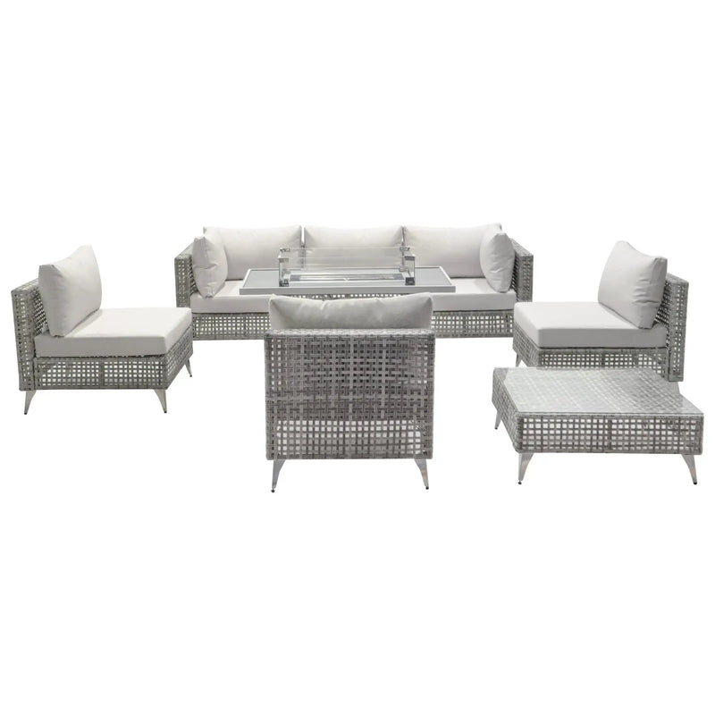 K&K Patio 8-Piece Patio Furniture Set with 43" Fire Pit Table by HouseOfZazla