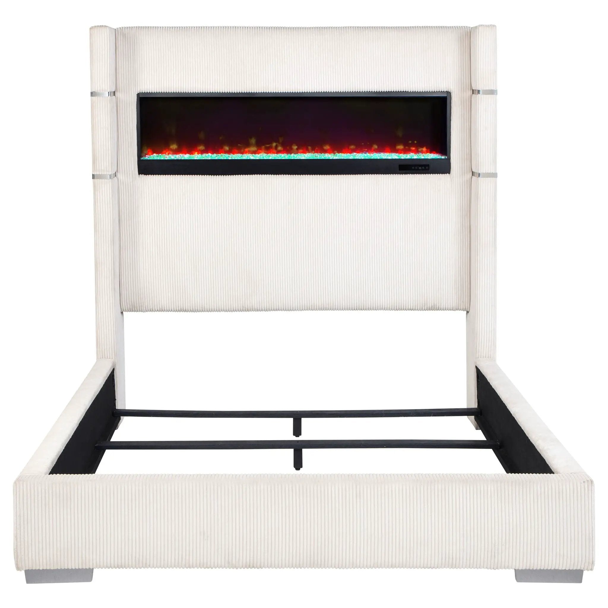 Tisdall Upholstered Queen Flame Visualizer Bed Cream by Unique Piece Furniture