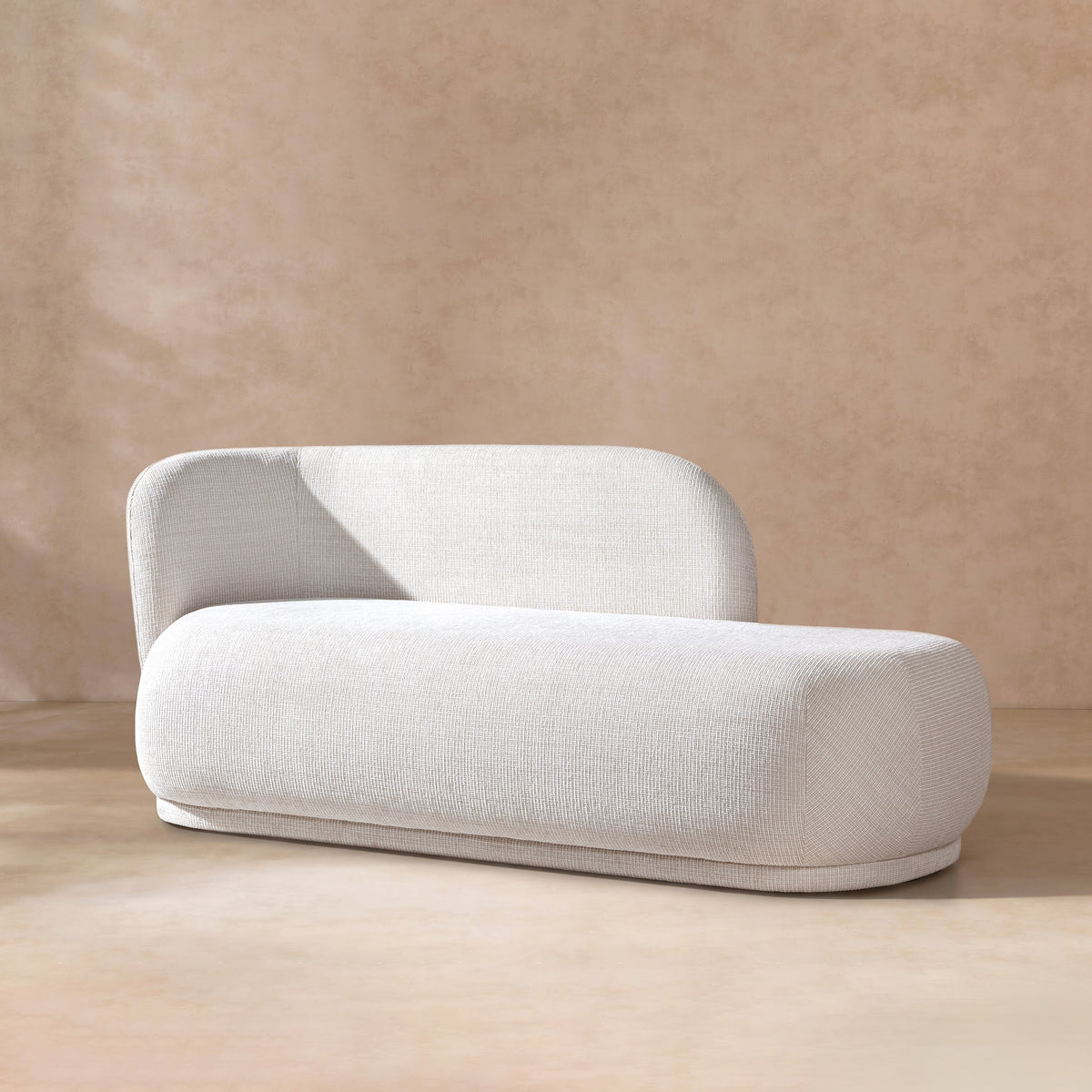 Aire 75" RAF Modern Rounded Chaise Lounge with Boucle Upholstery - Stone Light, photo 3 of 10