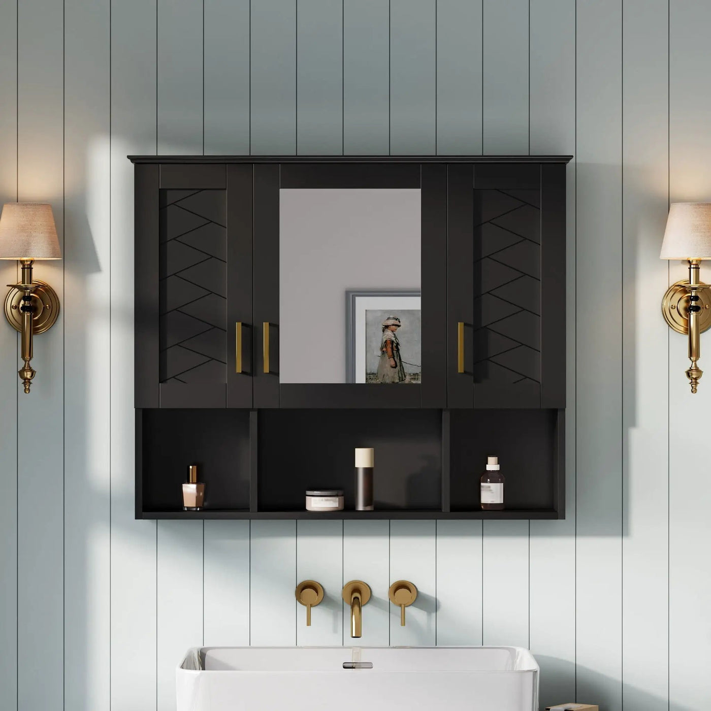 Modern Wall Mounted Medicine Cabinet with Adjustable Shelves and Soft Close Doors by HouseOfZazla