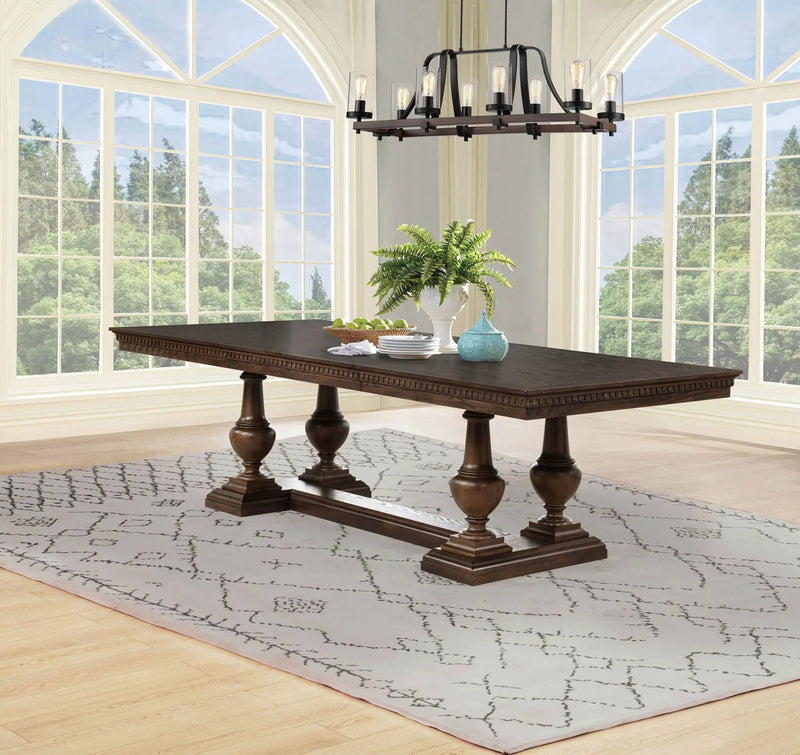 Ridgewell Rectangular Trestle Dining Table Dark Oak by Unique Piece Furniture
