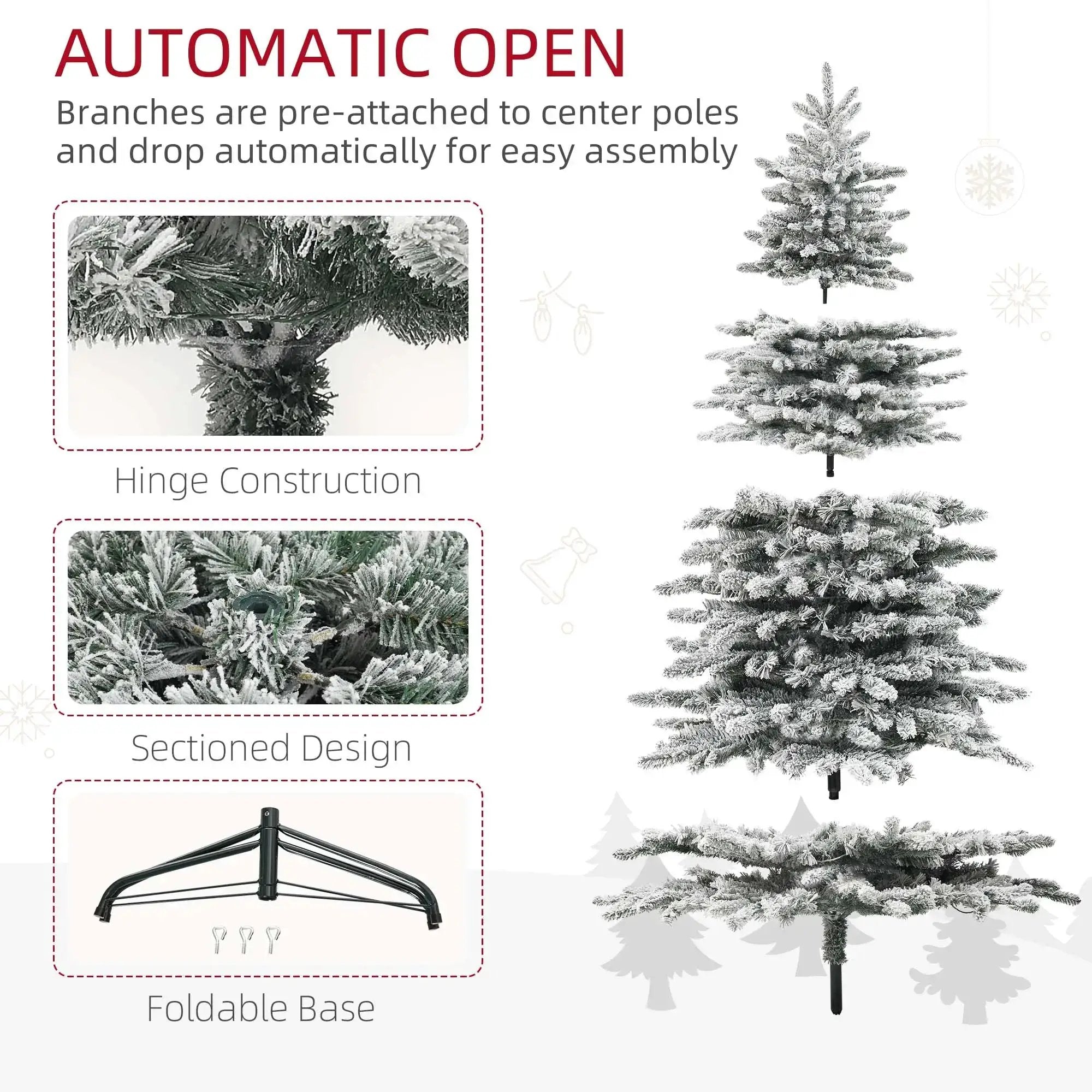 7.5ft Snow Flocked Artificial Christmas Tree by HouseOfZazla