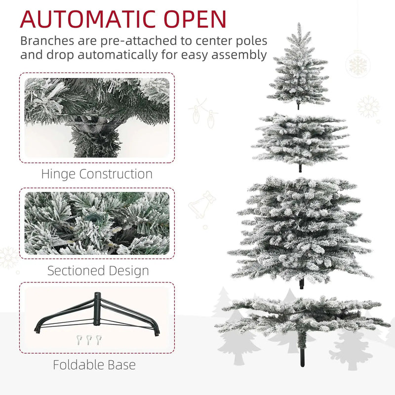 7.5ft Snow Flocked Artificial Christmas Tree by HouseOfZazla