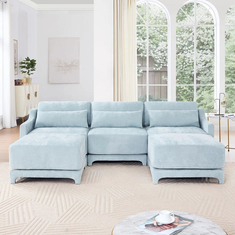 Stylish Sofa With Ottoman And Lumbar Pillows, Ergonomic Design by Unique Piece Furniture