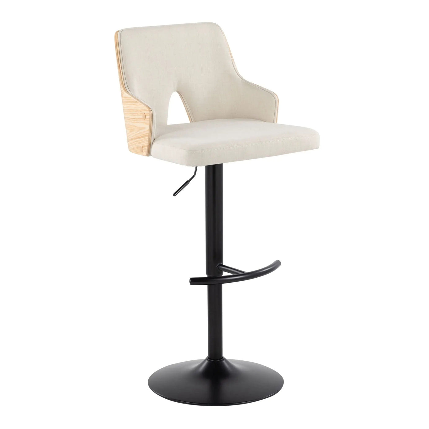 Stella - Contemporary Adjustable Barstool Stool With Swivel And Rounded T Footrest (Set of 2) by HouseOfZazla