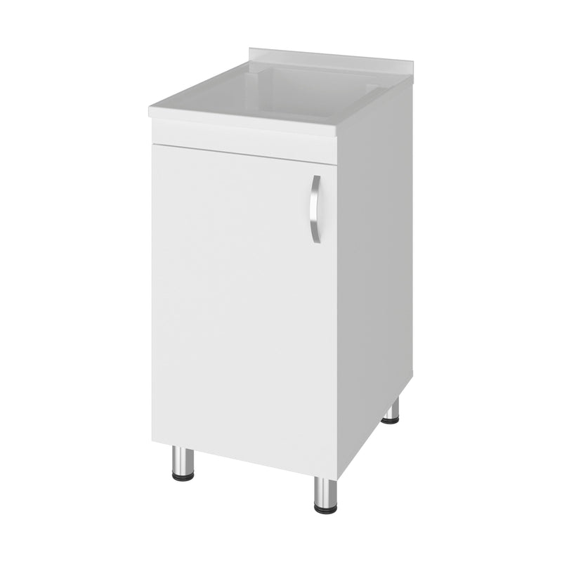 Slee Compact Utility Sink Cabinet with Storage and Metal Legs for Laundry Room by HouseOfZazla