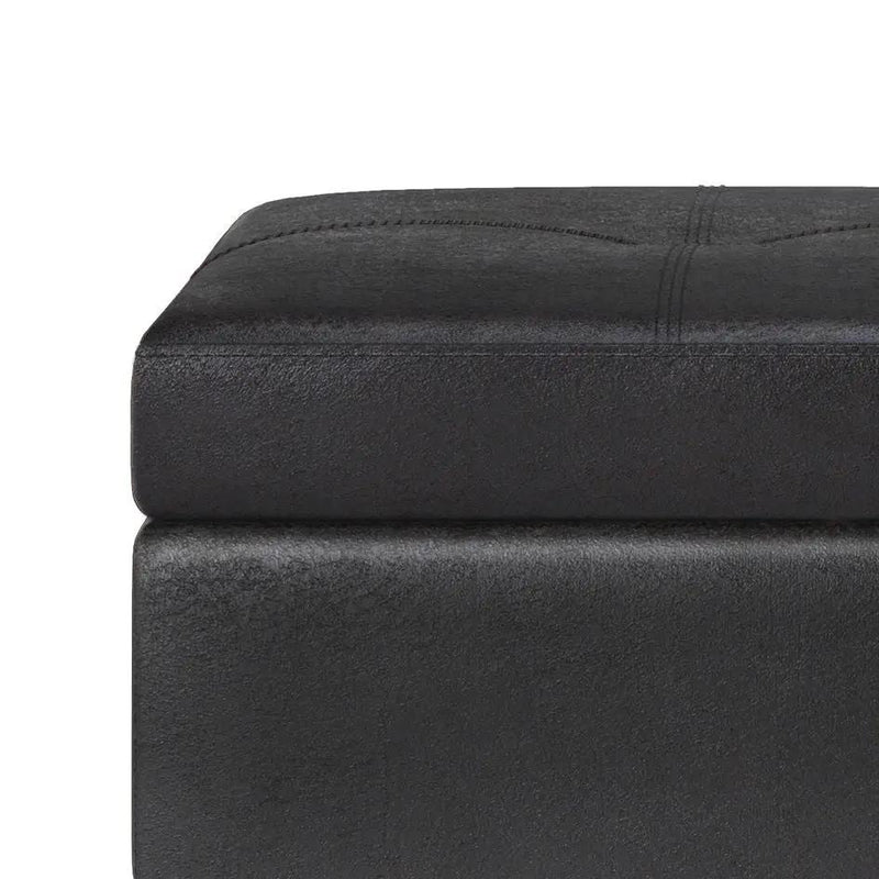 Oregon - Storage Ottoman Bench With Tray - Distressed Black by HouseOfZazla