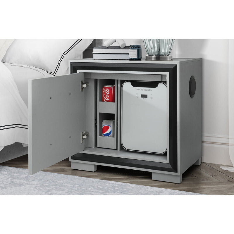 Nightstand with Cooler and Speaker - Gray/Black, Solid Wood, photo 6 of 9