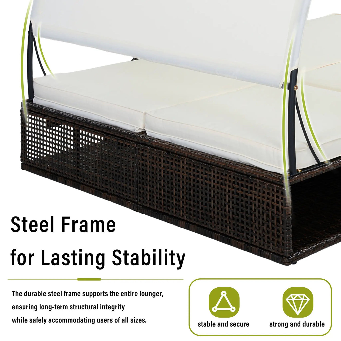 U_STYLE Outdoor Steel Frame Sun Lounger with Adjustable Backrest by HouseOfZazla