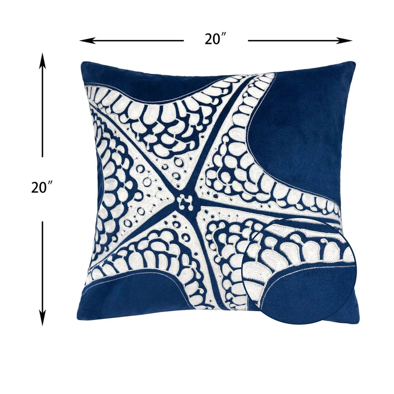 Seastar Starfish Pillow With Hidden Zipper (Set of 2) - Indigo by Unique Piece Furniture