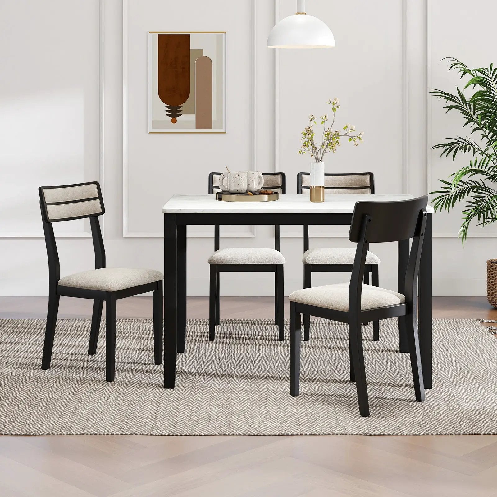 Modern Dining Chairs Set of 4 with Tilt Backrest for Dining Room-Black by DirectDeals