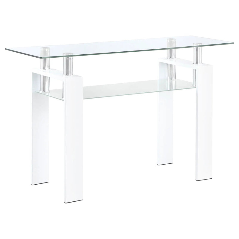 Dyer Rectangular Glass Top Entryway Sofa Console Table White by Unique Piece Furniture