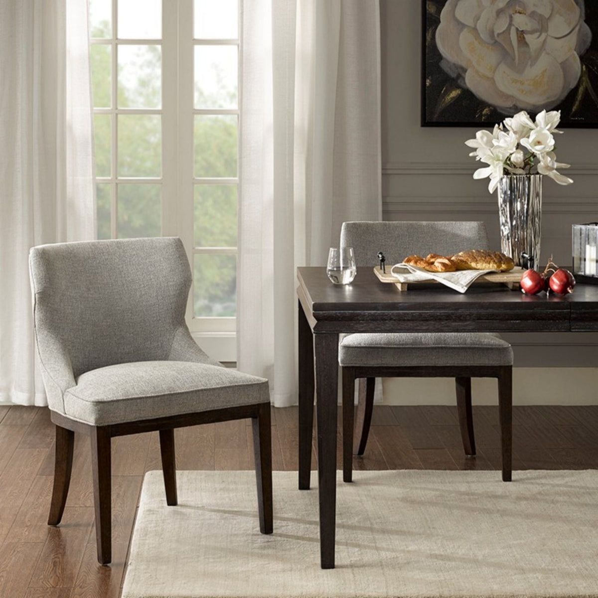 Gray Dining Side Chair Set with Solid Wood Legs - Mist Gray, photo 3 of 8