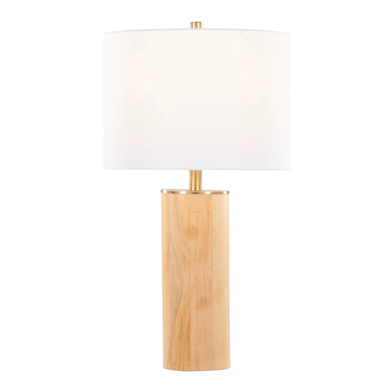 Cylinder - Ash Contemporary Table Lamp - Ash / Antique Brass / White by HouseOfZazla