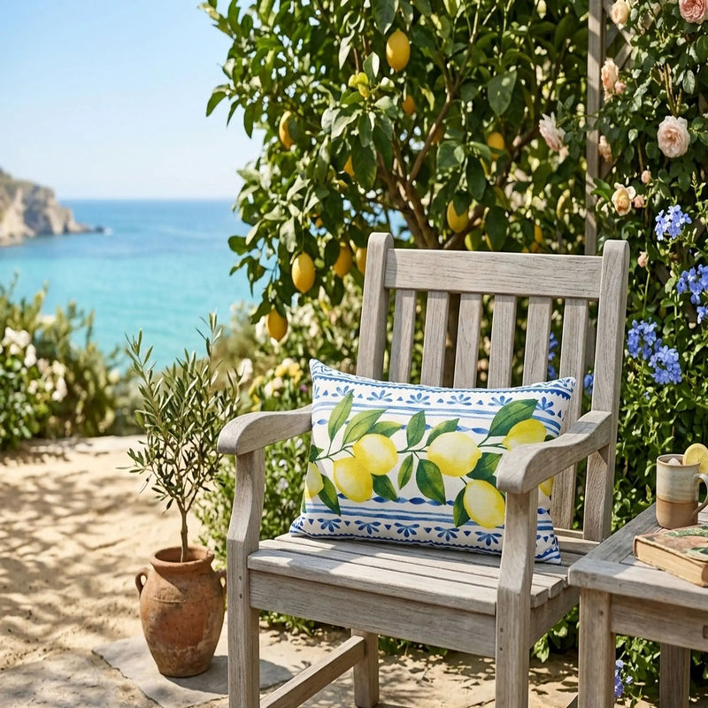 Summer Fresh Lemon Lumbar Outdoor Pillows - Multi by HouseOfZazla