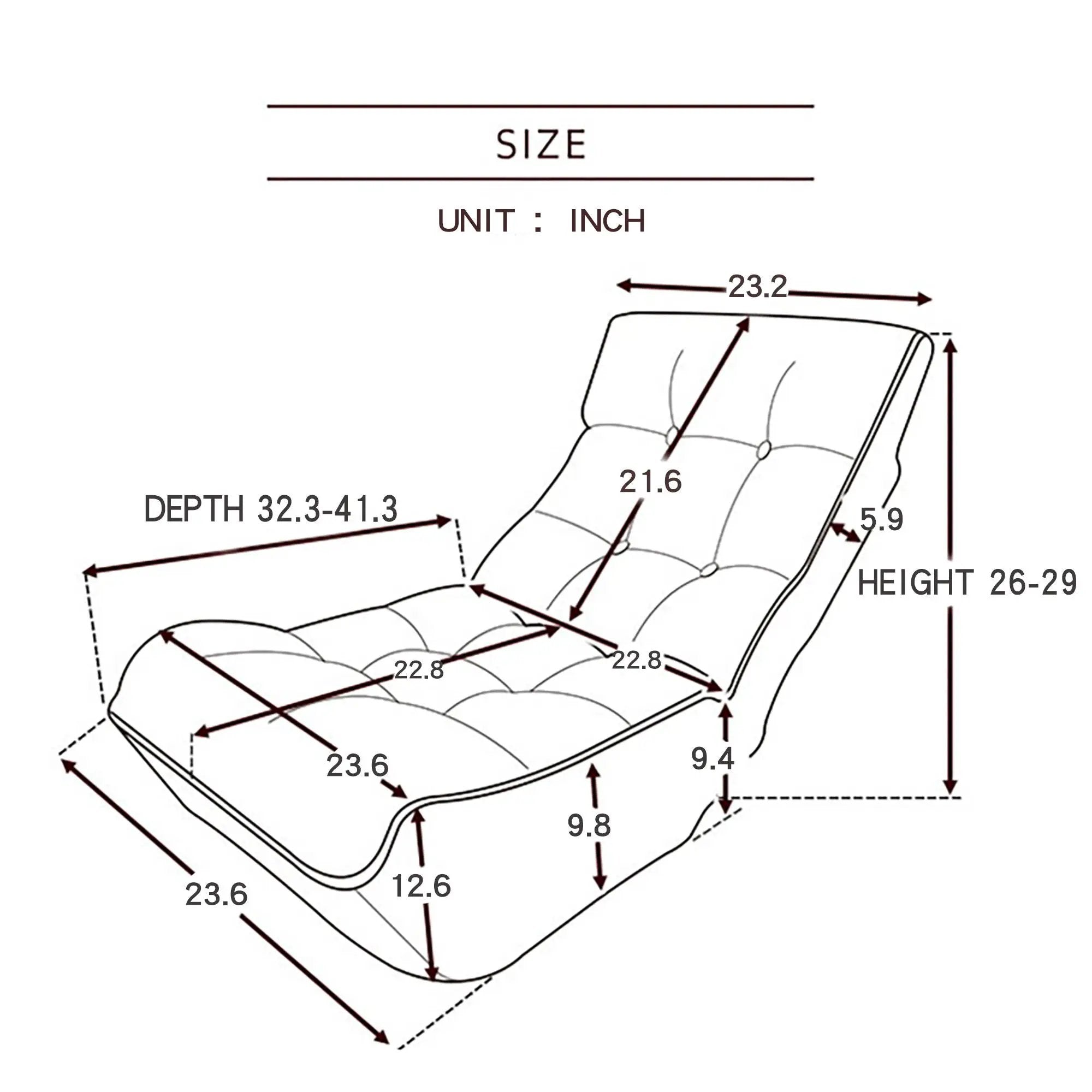 Reclining Japanese Chair Lazy Sofa Tatami Balcony Adjustable Chair by Unique Piece Furniture