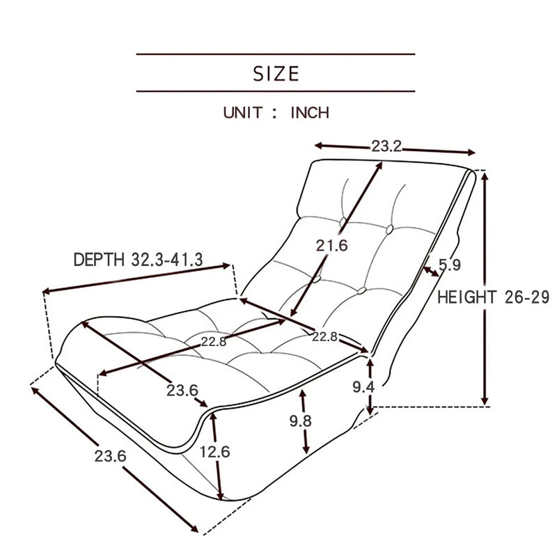Reclining Japanese Chair Lazy Sofa Tatami Balcony Adjustable Chair by Unique Piece Furniture