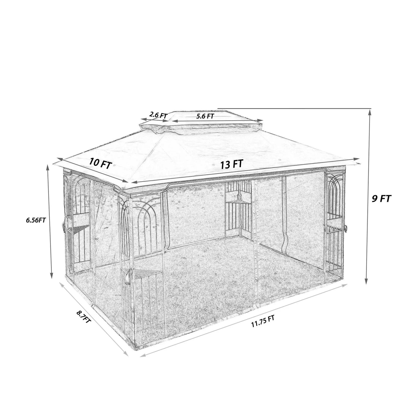 Patio Gazebo Tent With Ventilated Double Roof And Mosquito Net by Unique Piece Furniture