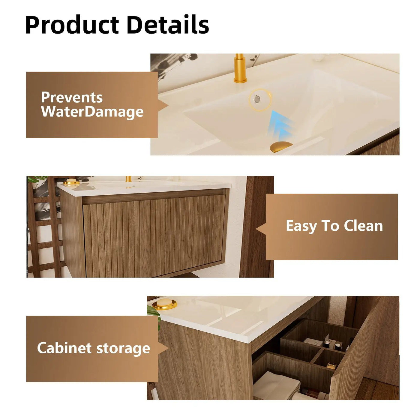 Wall Mounted Floating Bathroom Vanity With Sink And Drawers by HouseOfZazla