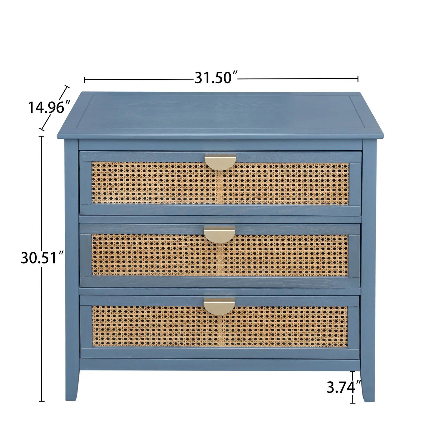3 Drawer Cabinet, Natural Rattan, American Furniture by HouseOfZazla