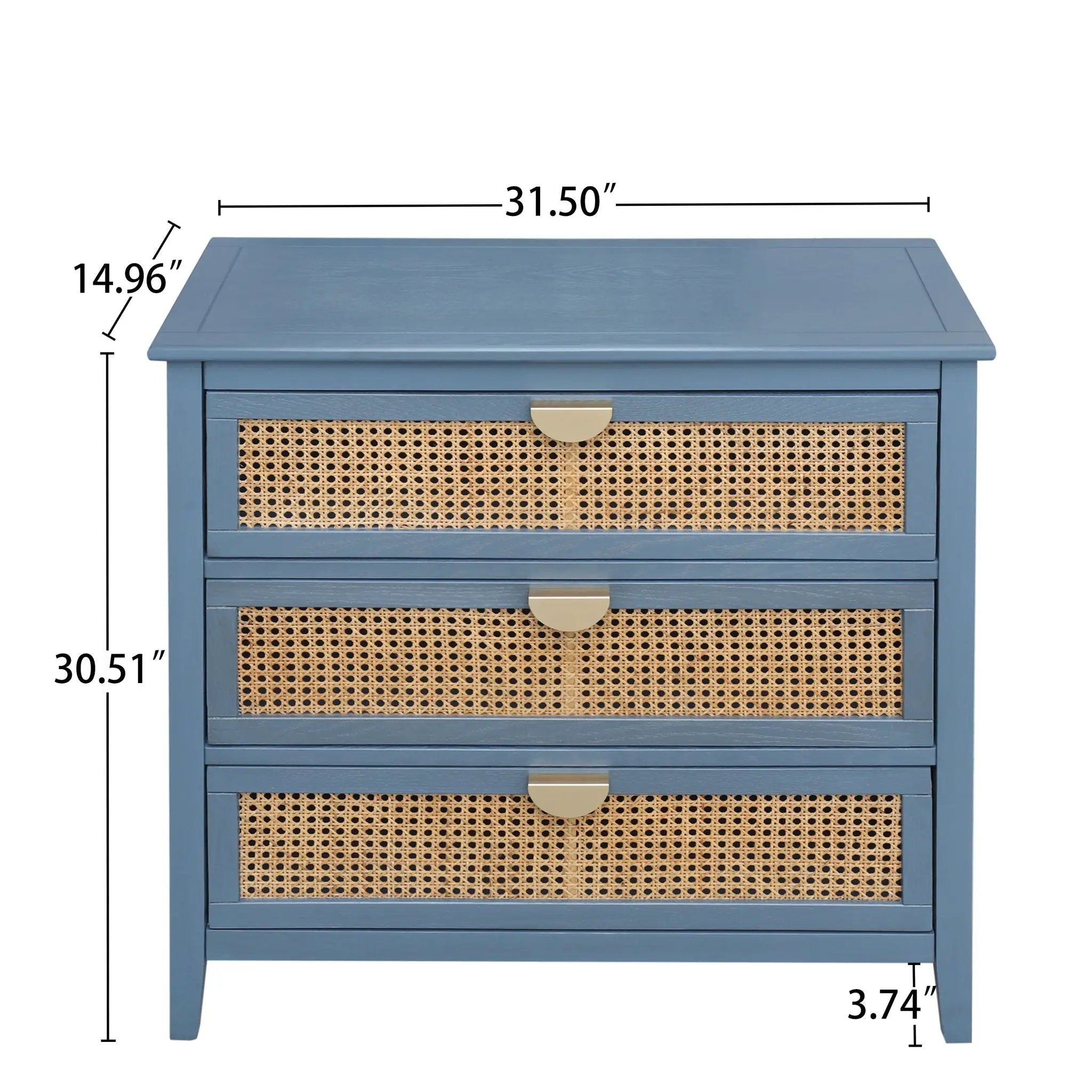 3 Drawer Cabinet, Natural Rattan, American Furniture by HouseOfZazla