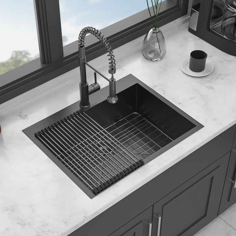 Drop In Kitchen Sink, 16 Gauge Stainless Steel, Topmount by HouseOfZazla
