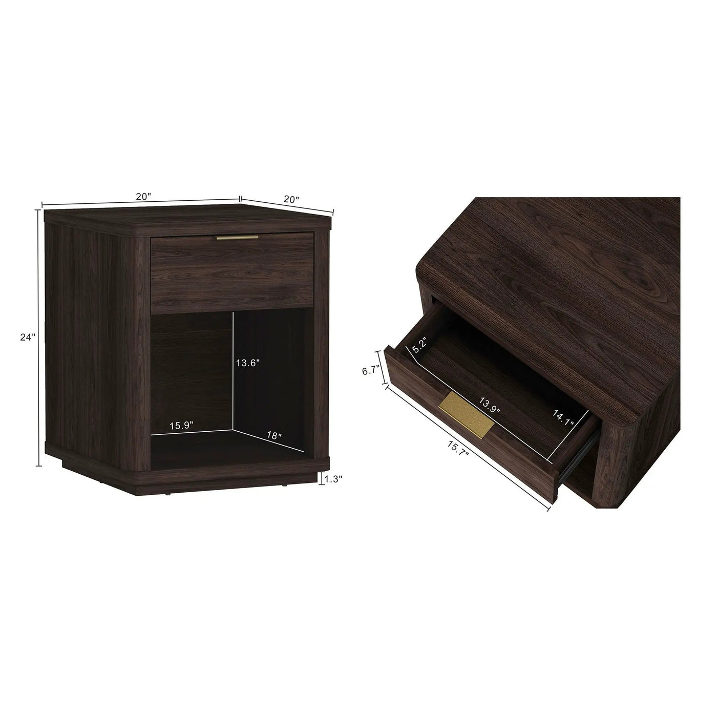 Evelyn - Nightstand With 1 Drawer And Open Shelf by HouseOfZazla