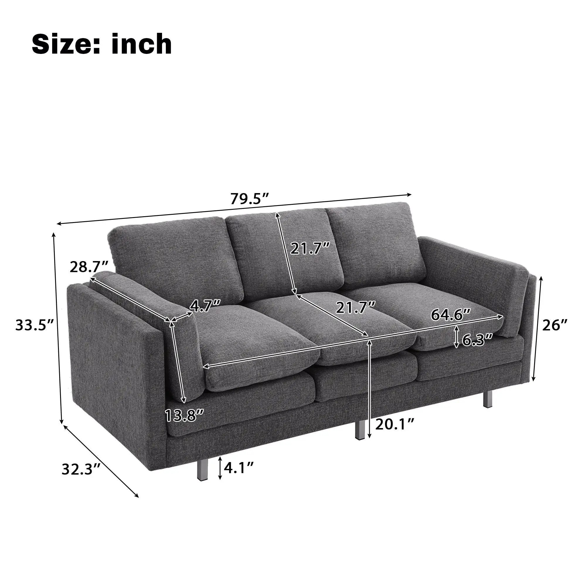 3 Seater Sofa With Dual Layer Seat Cushions by HouseOfZazla