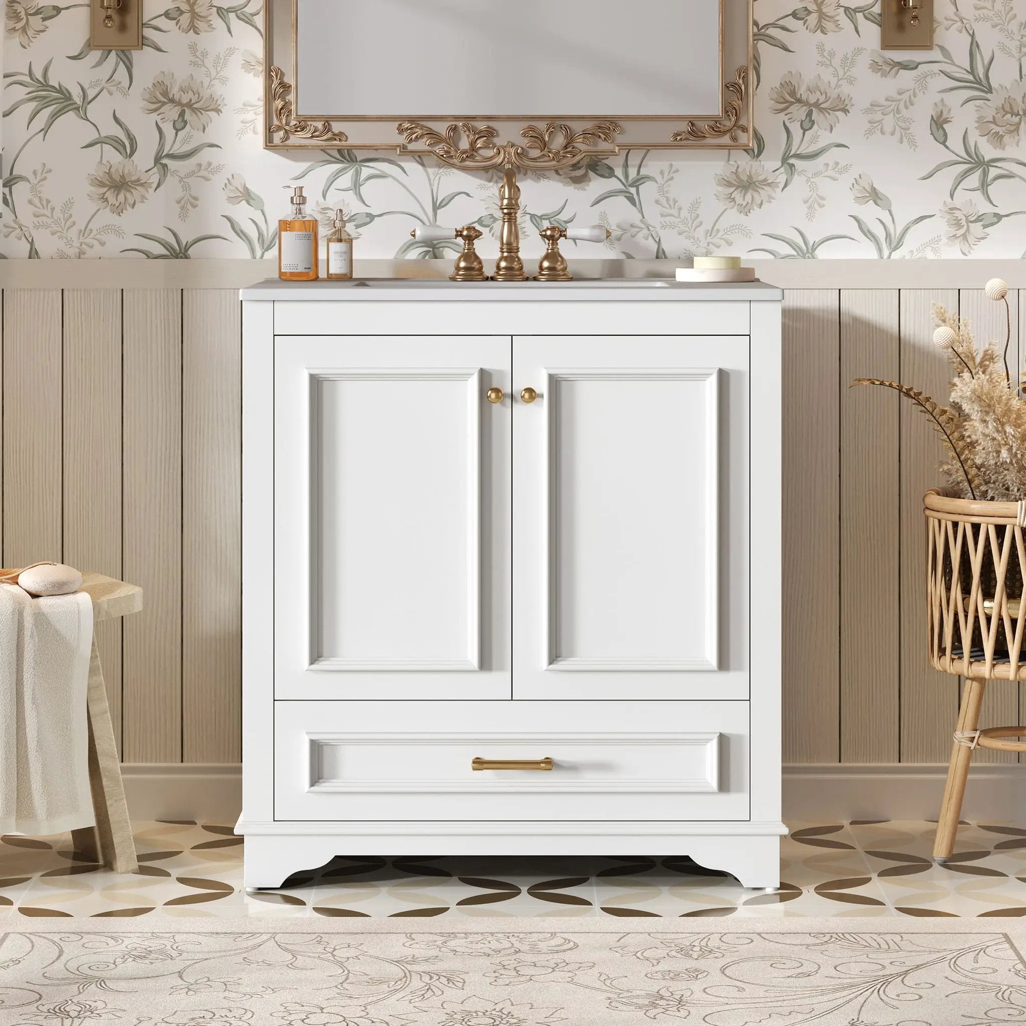 Bathroom Vanity With Sink, Cabinet & 2 Soft Closing Doors & Adjustable Shelf by HouseOfZazla