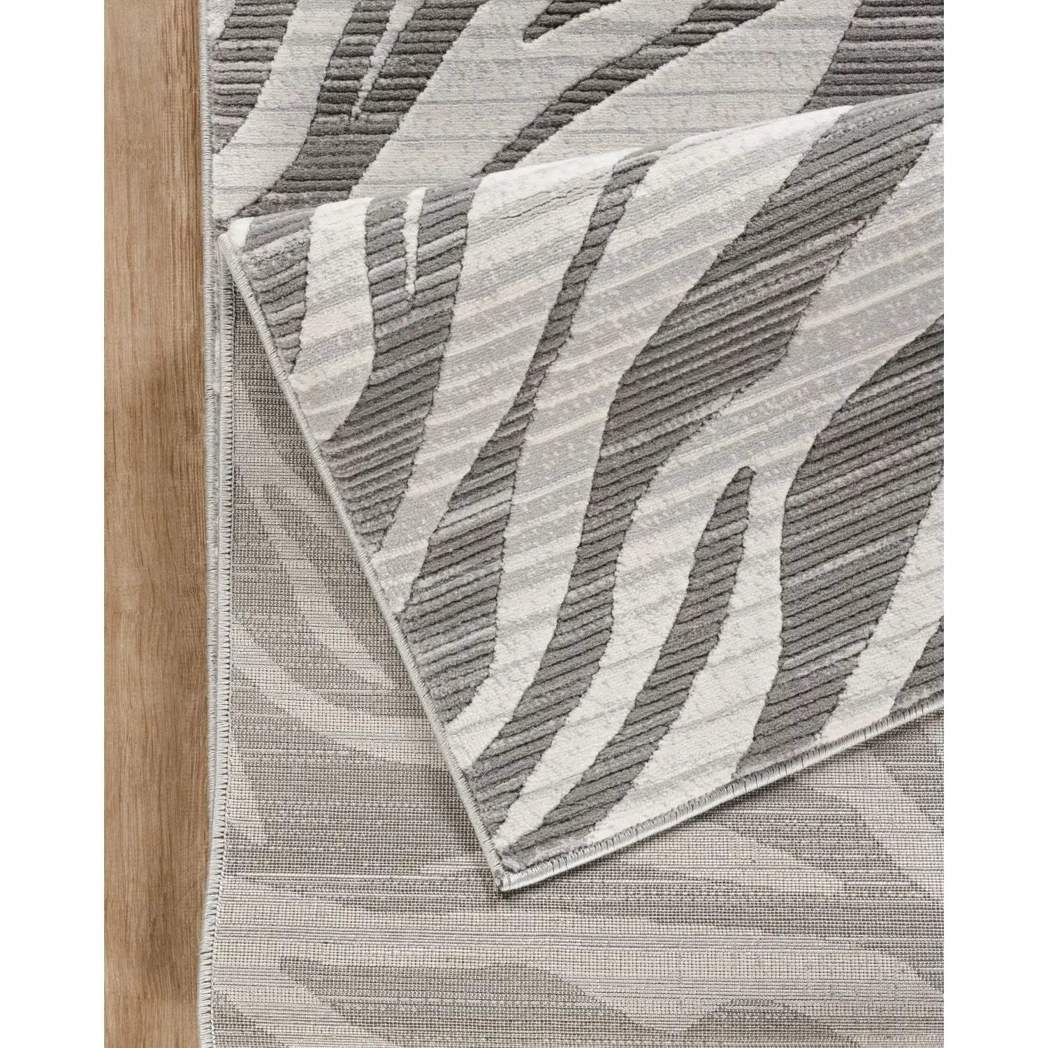 Geometrix - 5'3" X 7'3" Area Rug Geometric & 3D Effect - Ivory / Gray by Unique Piece Furniture