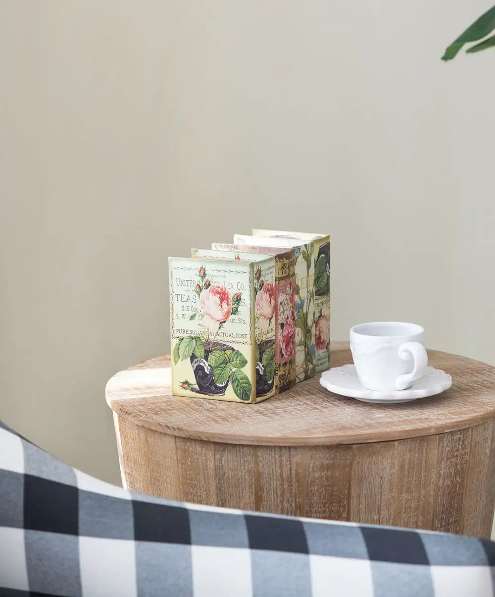 Book Boxes With Birds, Flowers, And Handwriting Design (Set of 4) - Multi by HouseOfZazla