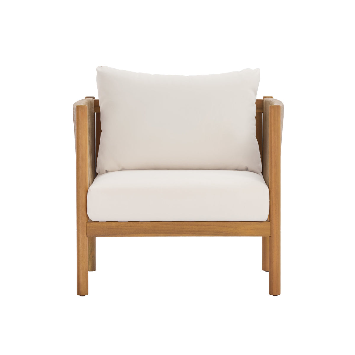 Outdoor Club Chair Set of 2 with Acacia Wood Frame in Teak Look, photo 5 of 10