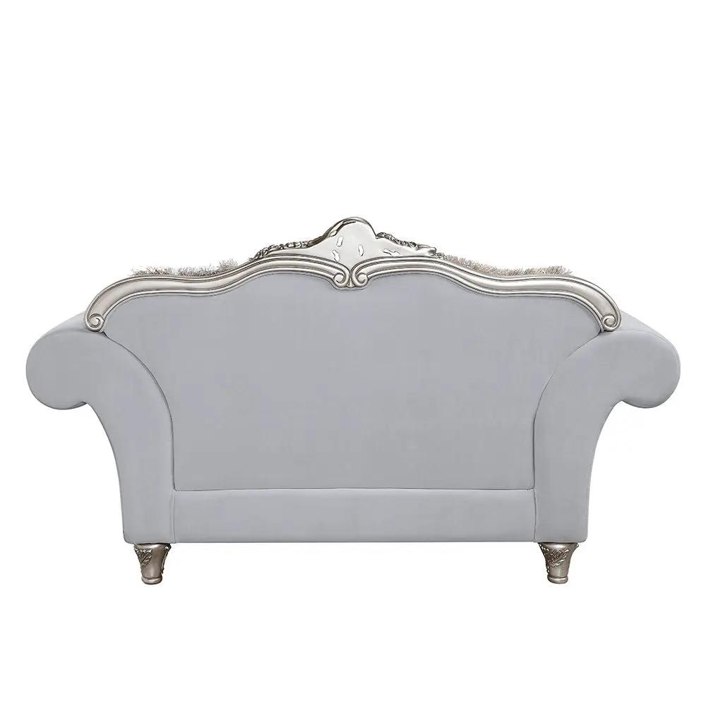 Pelumi - Loveseat With 5 Pillows - Light Gray Linen & Platinum by Unique Piece Furniture