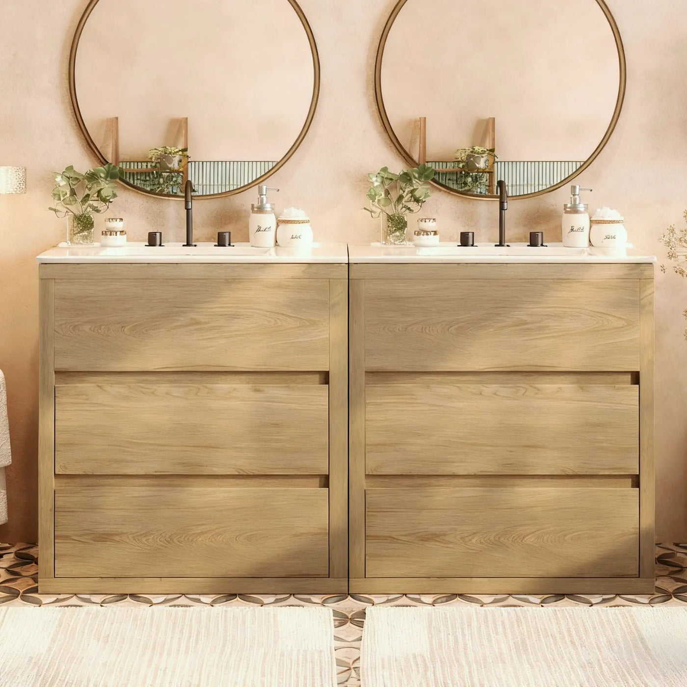 Double Sinks Bathroom Vanity Set with 2 Ceramic Basins by HouseOfZazla